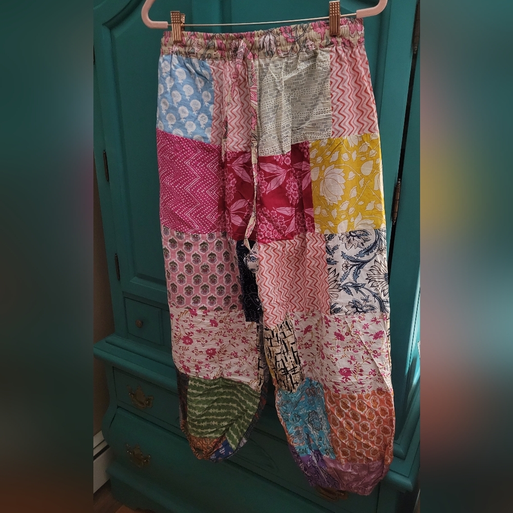 Patchwork Multicolor Kantha Style Joggers - image 1